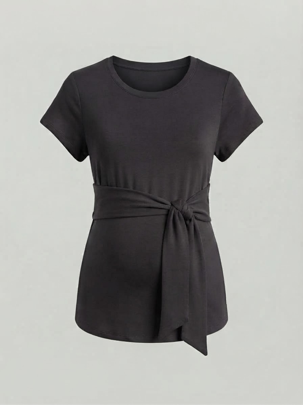 A Pea in the Pod Black Short-Sleeve Tie-Waist Maternity Top